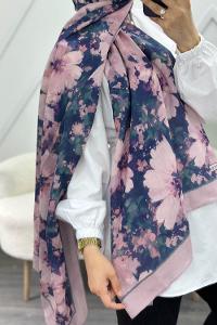 KARIŞIK ÇİÇEK DESEN PAMUK SOFT ŞAL