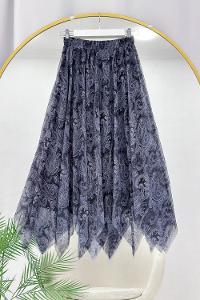 ASİMETRİK KESİM ASTARLI ŞİFON ETEK