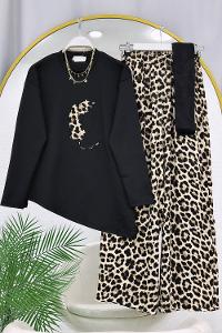 LEOPAR ASMETRİK KESİM PANTOLON TAKIM