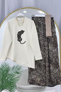 LEOPAR ASMETRİK KESİM PANTOLON TAKIM