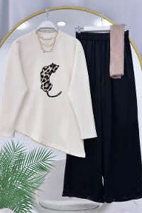 LEOPAR ASMETRİK KESİM PANTOLON TAKIM