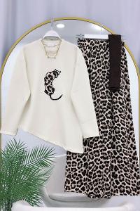 LEOPAR ASMETRİK KESİM PANTOLON TAKIM