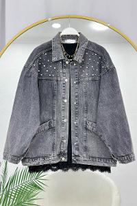 ÇITÇIT DÜĞMELİ TAŞLI KOT CEKET