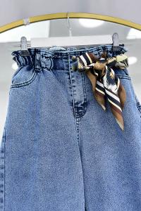 BELİ BÜZGÜLÜ KOT PANTOLON