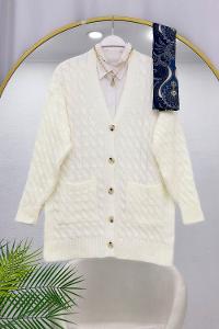 CEPLİ DALGALI KADIN TRİKO HIRKA