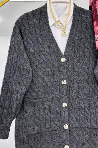 CEPLİ DALGALI KADIN TRİKO HIRKA