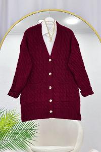 CEPLİ DALGALI KADIN TRİKO HIRKA