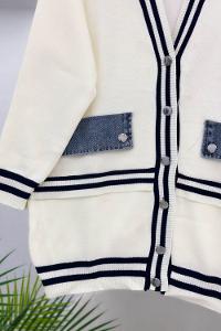 ÇİZGİ DETAYLI KOT CEPLİ TRİKO HIRKA