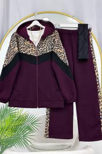 LEOPAR GARNİLİ ÜÇ İPLİK SPOR TAKIM
