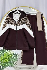 LEOPAR GARNİLİ ÜÇ İPLİK SPOR TAKIM