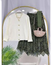 KALP DÜĞME HIRKA ŞİFON ETEK KOMBİNİ (HEDİYELİ KOMBİN)