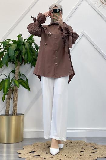 KOLLARI BAĞLAMALI TAŞLI GÖMLEK