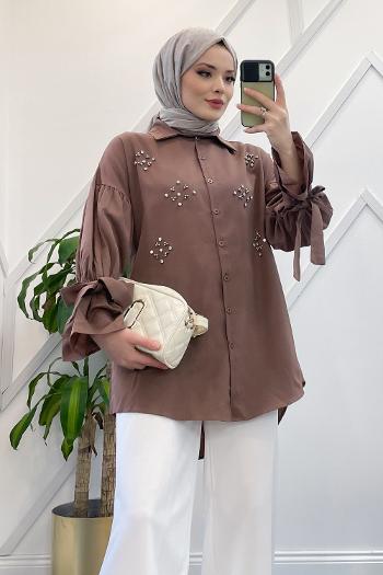 KOLLARI BAĞLAMALI TAŞLI GÖMLEK