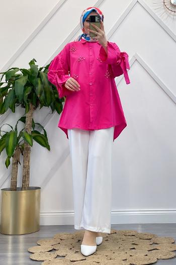 KOLLARI BAĞLAMALI TAŞLI GÖMLEK