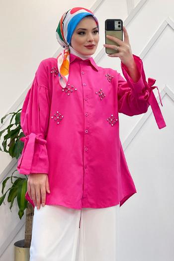 KOLLARI BAĞLAMALI TAŞLI GÖMLEK