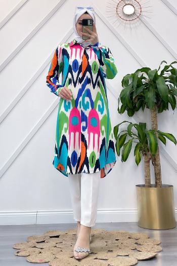 BATİK DESEN VİSKON GÖMLEK