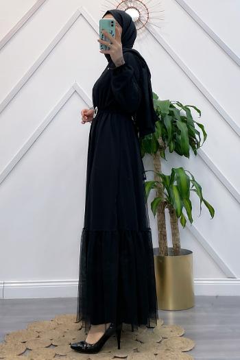 KEMERLİ TÜL ELBİSE