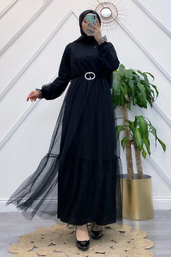 KEMERLİ TÜL ELBİSE