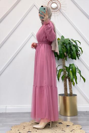 KEMERLİ TÜL ELBİSE