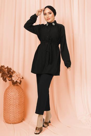 YAKASI SAVAROSKİ TAŞLI BÜRÜMCÜK TAKIM