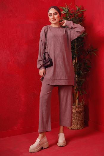 OMUZU TAŞ DETAYLI BÜRÜMCÜK TAKIM