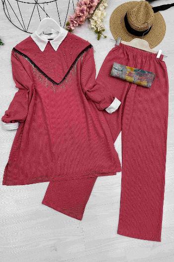 ZİNCİR VE TAŞ DETAYLI BÜRÜMCÜK TAKIM