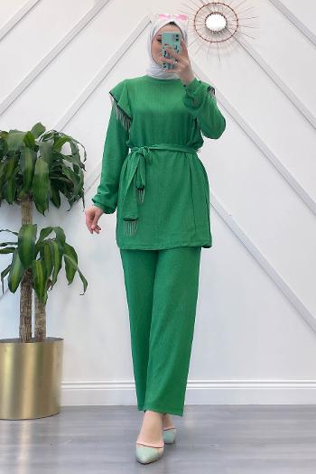 OMUZDAN SAÇAKLI KUŞAKLI BÜRÜMCÜK TAKIM