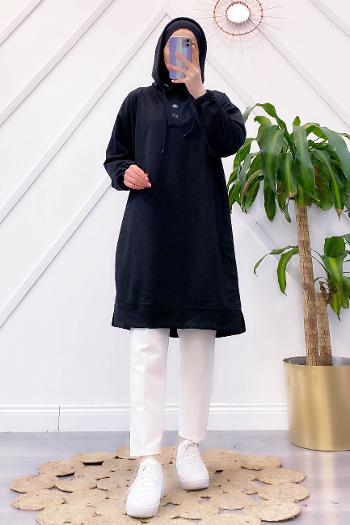 ÖNÜ DÜĞMELİ MAXİ BOY SWEAT