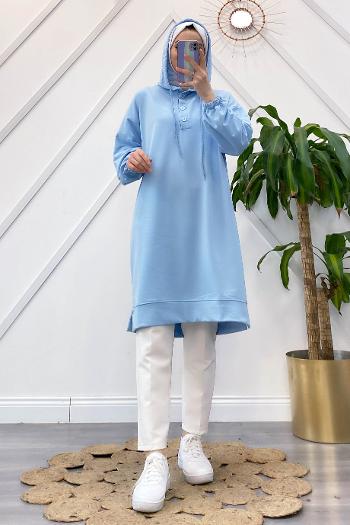 ÖNÜ DÜĞMELİ MAXİ BOY SWEAT