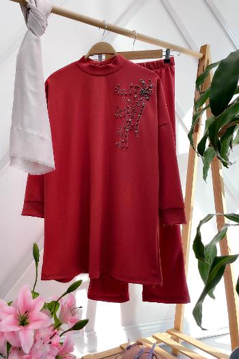 OMUZDAN BONCUK DETAYLI KREP TAKIM