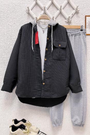 TEK CEPLİ KAPŞONLU KAPİTONE CEKET