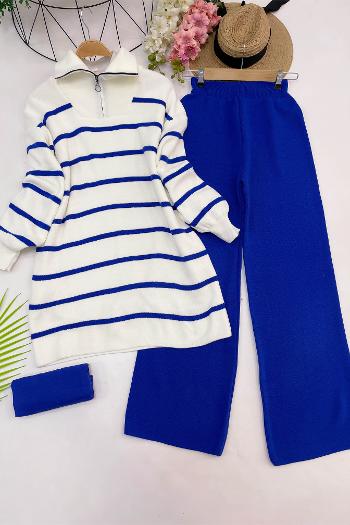 DİK YAKA ÇİZGİLİ TRİKO TAKIM