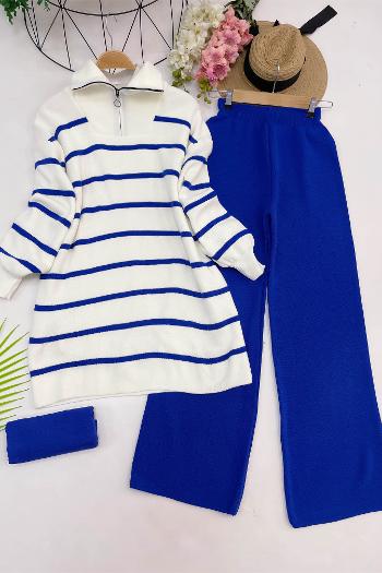 DİK YAKA ÇİZGİLİ TRİKO TAKIM