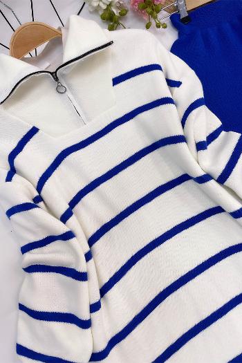 DİK YAKA ÇİZGİLİ TRİKO TAKIM