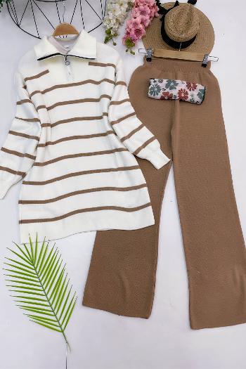 DİK YAKA ÇİZGİLİ TRİKO TAKIM