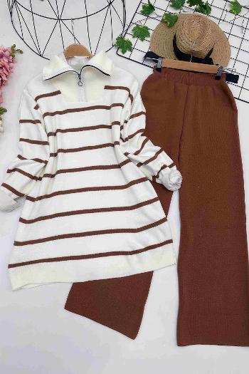 DİK YAKA ÇİZGİLİ TRİKO TAKIM