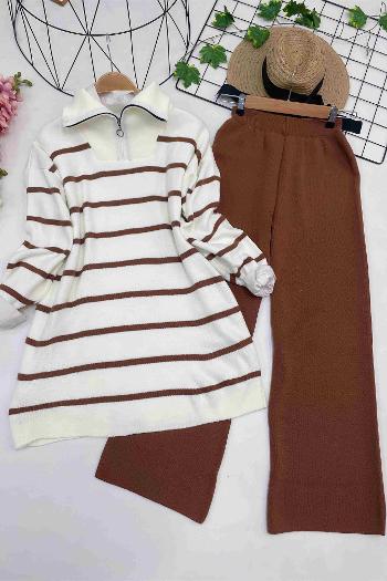 DİK YAKA ÇİZGİLİ TRİKO TAKIM