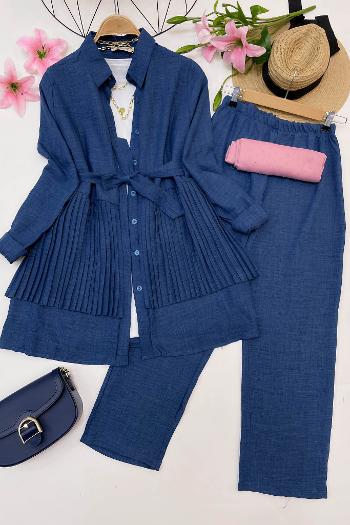 PİLE DETAYLI KETEN TAKIM