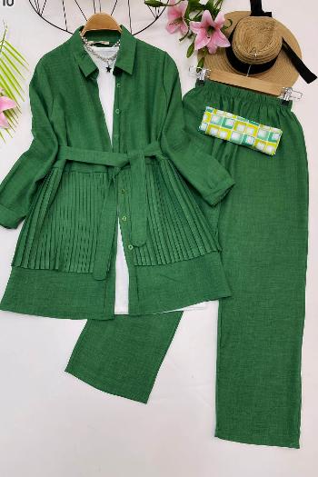 PİLE DETAYLI KETEN TAKIM