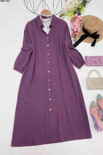 MAXİ BOY  GOFRE GÖMLEK