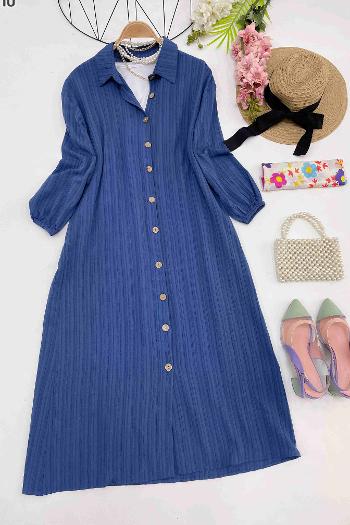 MAXİ BOY  GOFRE GÖMLEK