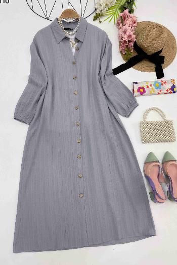 MAXİ BOY  GOFRE GÖMLEK