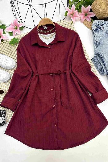 BEL İPLİ FLAMLI GÖMLEK