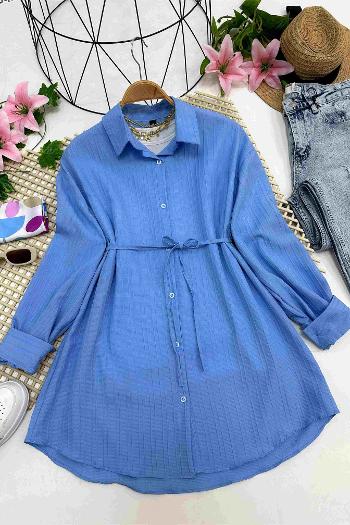 BEL İPLİ FLAMLI GÖMLEK