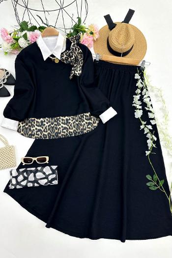 LEOPAR FİYONKLU ETEK TAKIM