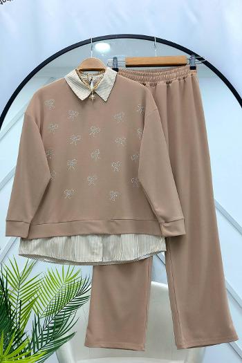 GÖMLEK DETAYLI FİYONK TAŞ DETAYLI TAKIM