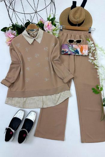 GÖMLEK DETAYLI FİYONK TAŞ DETAYLI TAKIM