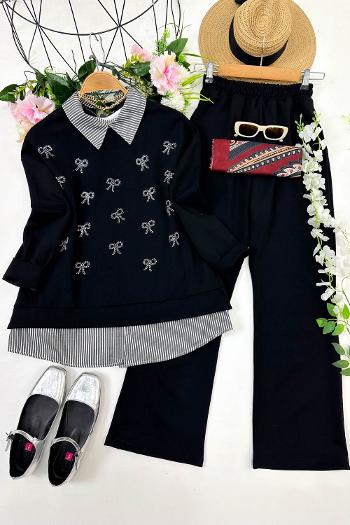 GÖMLEK DETAYLI FİYONK TAŞ DETAYLI TAKIM