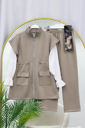 BELİ BÜZGÜLÜ YELEK TAKIM