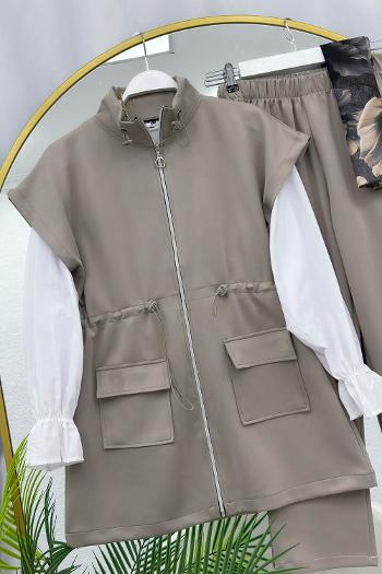 BELİ BÜZGÜLÜ YELEK TAKIM